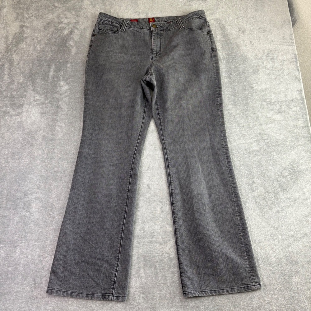 Sasson Bootcut Jeans Women's Size 16 Gray Denim Embroidered Pockets 90s Y2K VTG